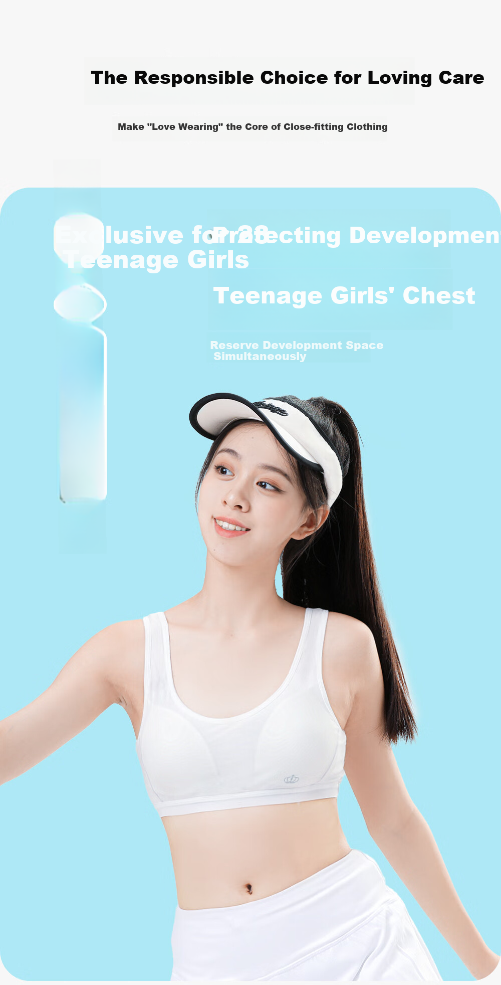 Ailier &ouluola Girls' Bra for Ages 15-18, High School Student Underwear, Cotton Developmental Bra for Teenagers, Middle School Fixed Cup Sports Bra 75B 17