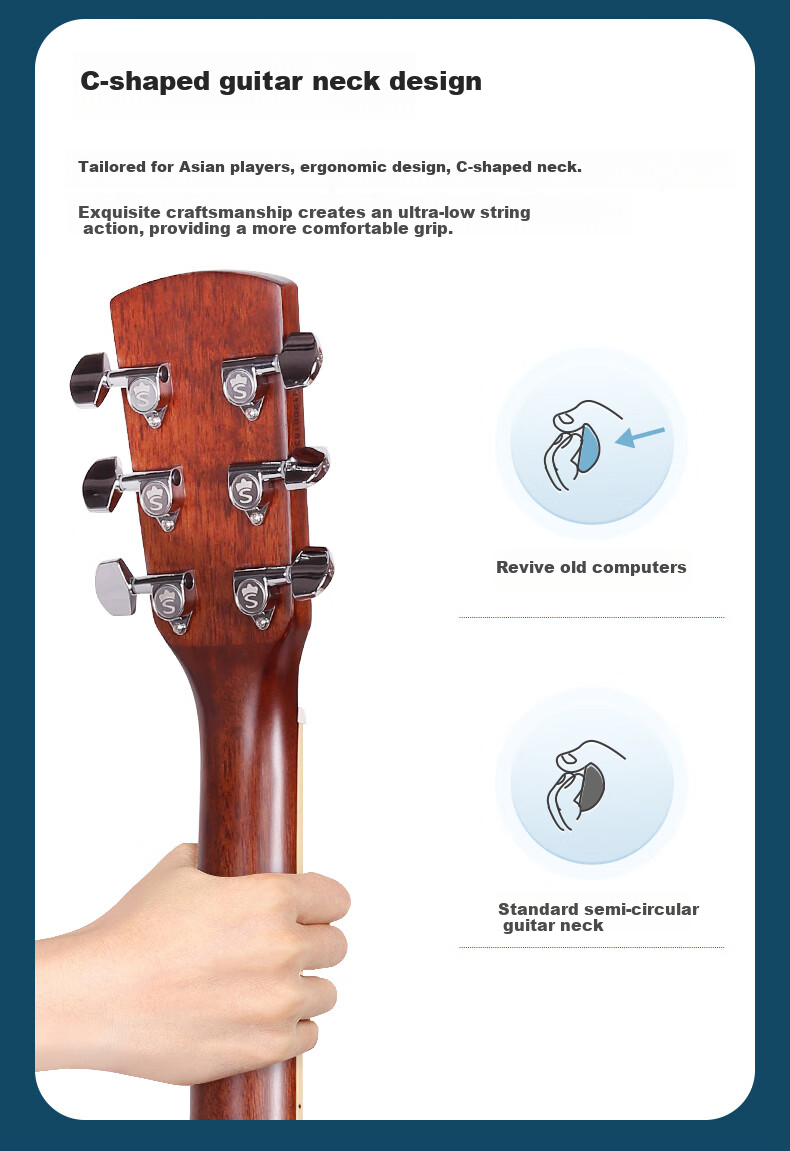 SAGA Guitar Solid Top SF800 Upgraded Version, Natural Wood Color, 41 Inches, Entry-Level Acoustic Guitar for Beginners, No Returns if You Can't Lear 14
