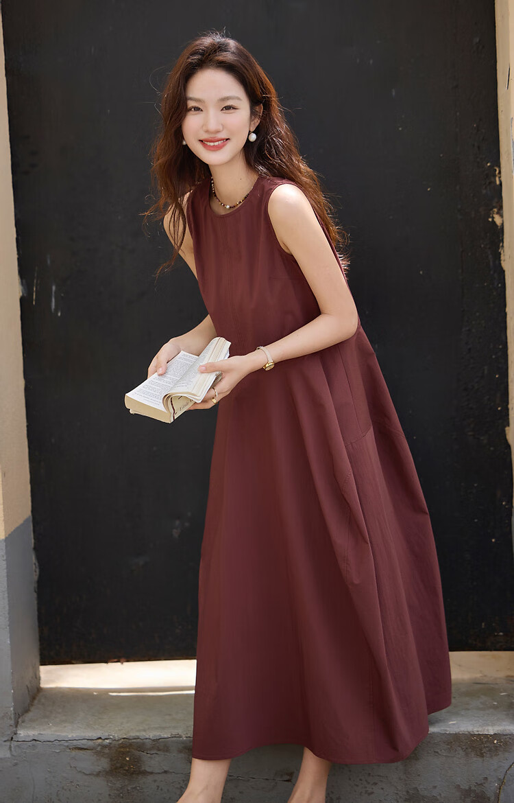 Demna【Cloud Oxygen Cotton Air Skirt】Summer Irregular Design Round Neck Sleeveless Elegant Women's Bud Dress 5