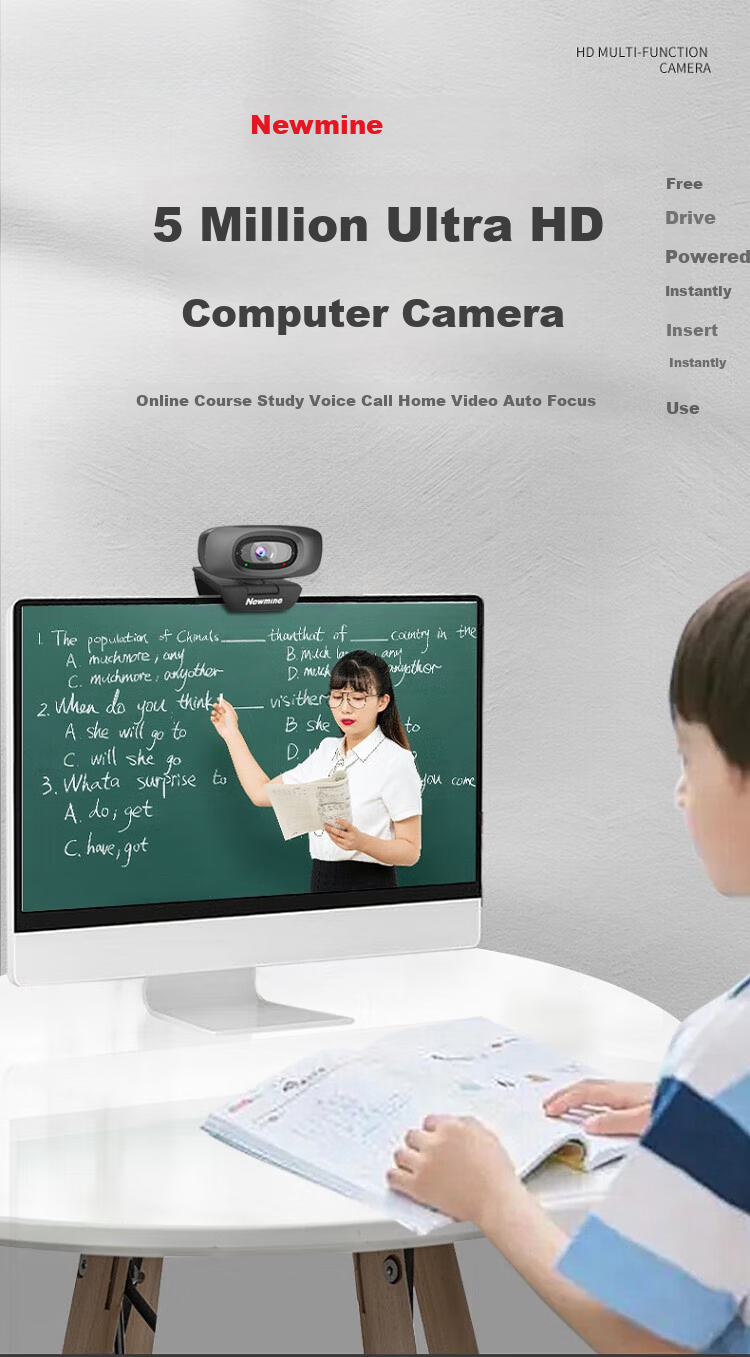 Newmine USB External Computer Webcam with Dual Microphones, 2K HD, for Desktop And Laptop Video Calls, Office Meetings, Interviews, Exams, And Live Streaming 2