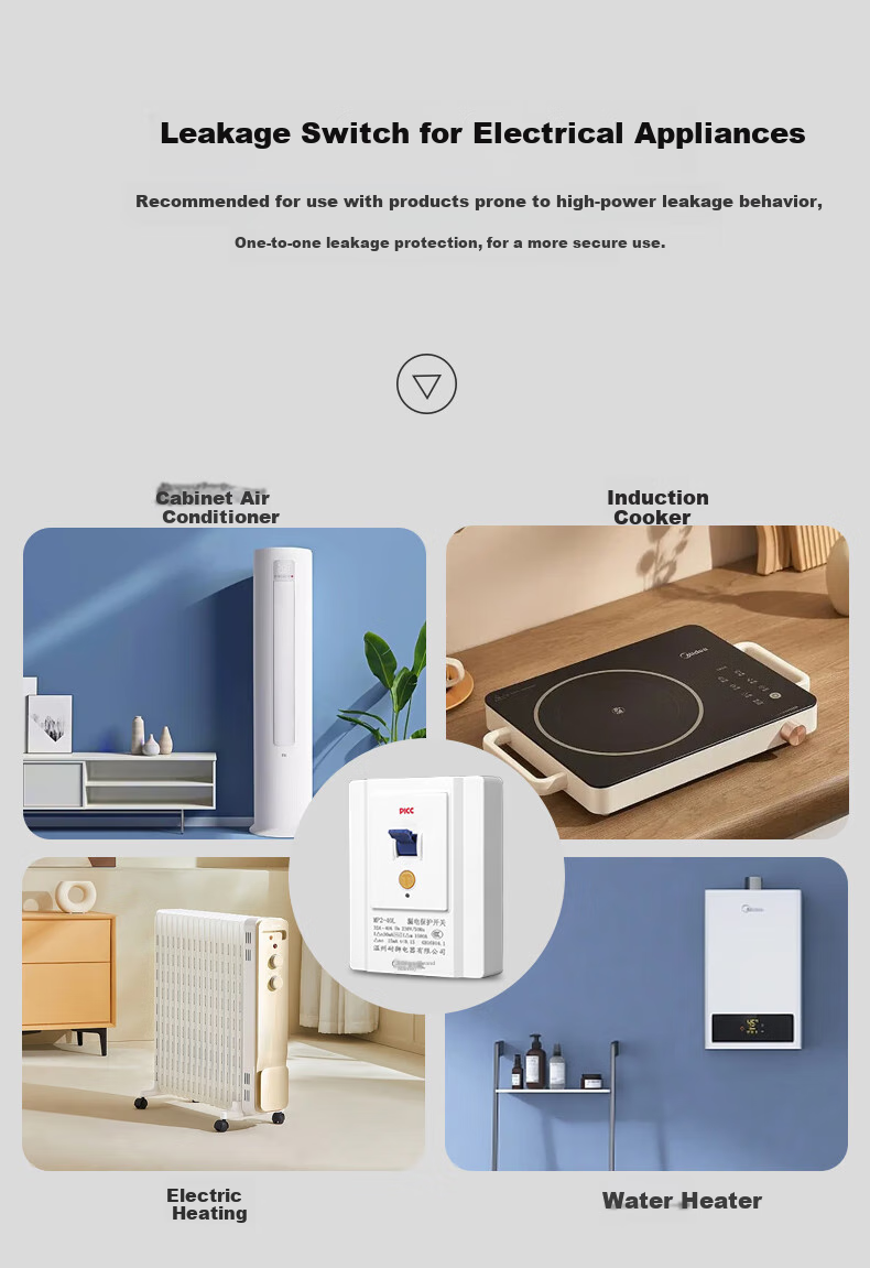 FDD Air Conditioner Leakage Protection Switch, 2p 3HP Cabinet Unit, High-Power Socket, 40A Electric Water Heater, Small Kitchen Treasure Air Switch, White 40A 11