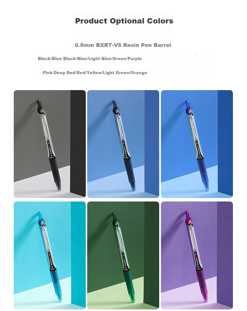 PILOT BXRT-V5 Retractable Blue-Black Gel Pen, 0.5mm, Signature Pen, Business Pen, Student Exam Pen, High-Quality Office Stationery, 6 Pens 12