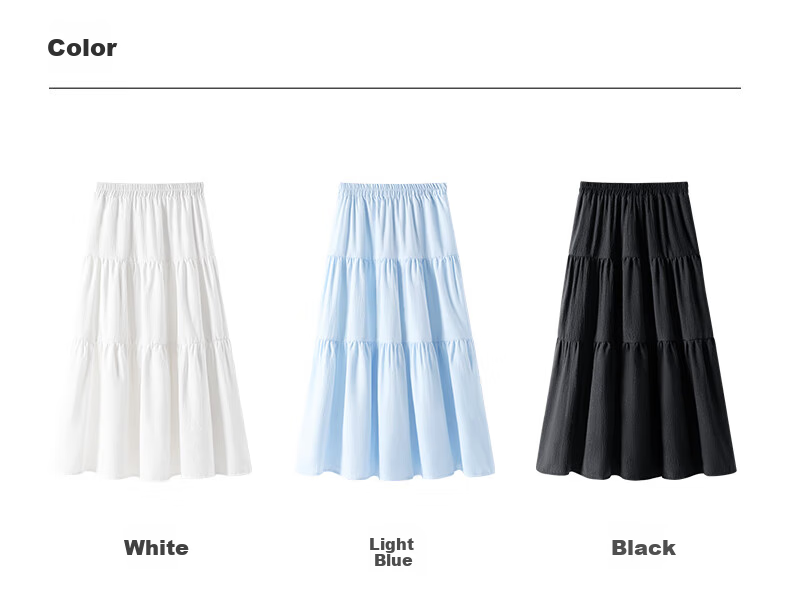 Baleno Cake Midi Skirt for Women, Summer High-Waisted, Slimming, White A-Line Skirt with Inner Lining, Korean-Style Elegant And Gentle Fairy Princess Dress 6