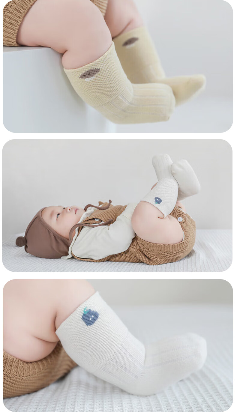 Aibaoshi Baby Socks, Spring And Autumn Newborn Socks, Mid-Calf Cotton Socks for Infants, Children's Socks And Foot Covers, 4 Pairs, Size S, S398 8