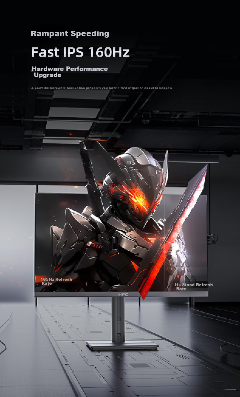 HPC 27-Inch 4K Monitor, 160Hz Refresh Rate, QD Quantum Dot Technology, Hardware Low Blue Light, HDR400, FastIPS, Rotatable And Height Adjustable Professional Gaming Display, 27G10U 4