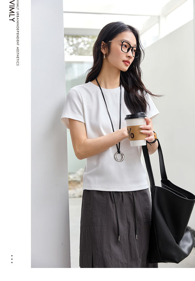 Vimly Dopamine Color Short-Sleeve T-Shirt for Women, Summer New Style Versatile Round Neck Loose Base Top, Dark Burgundy, S 6