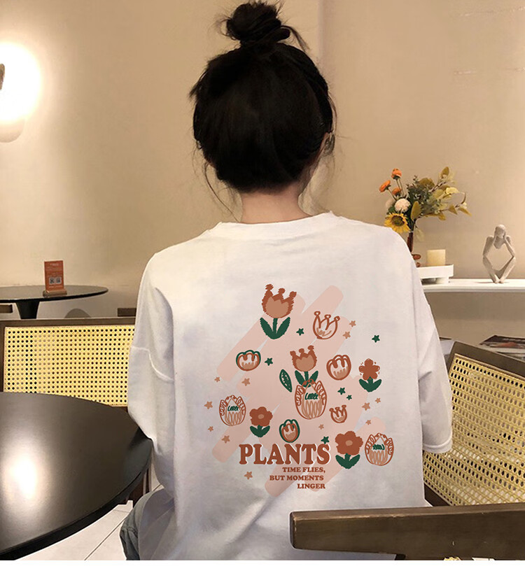 TonLion 2025 Summer Women's Crew Neck Back Graphic Short Sleeve T-Shirt 9