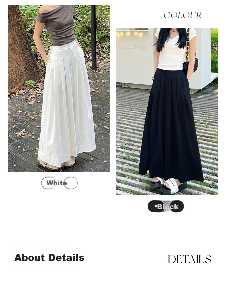 LangSha High-Waisted Casual Skirt Pants, Summer Lightweight Straight-Leg Draping Slimming Wide-Leg Pants, Flowing A-Line Skirt Casual Trousers for Wome 9