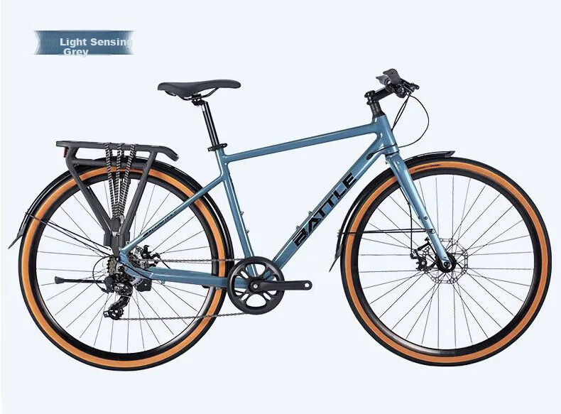 BATTLE Aluminum Frame Shimano 7-Speed Road Bike for Men And Women, Adult City Leisure Off-Road Running Bicycle, Electroplated Gray 10