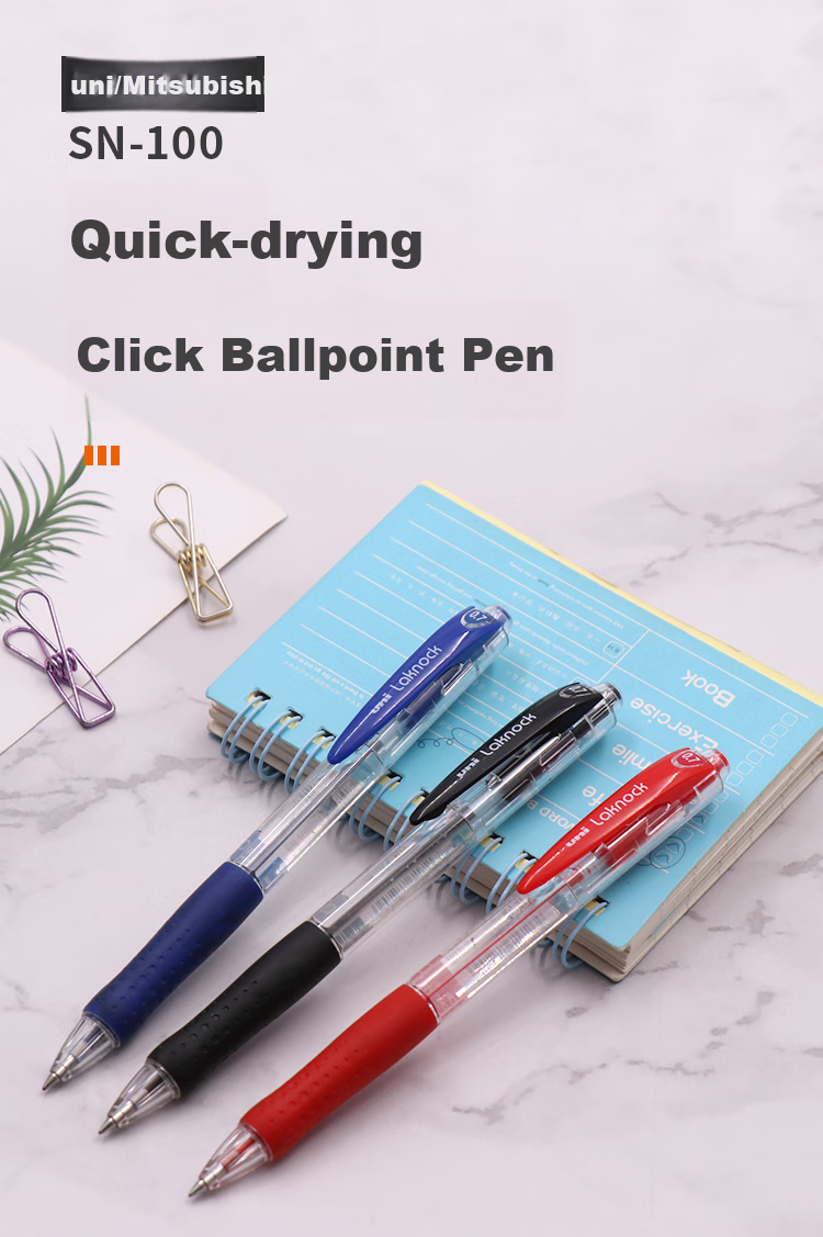 Uni Mitsubishi SN-100 Retractable Ballpoint Pen, 0.5mm Diameter, Student Pen, Office Stationery Signing Pen, Red, Pack of 12 2