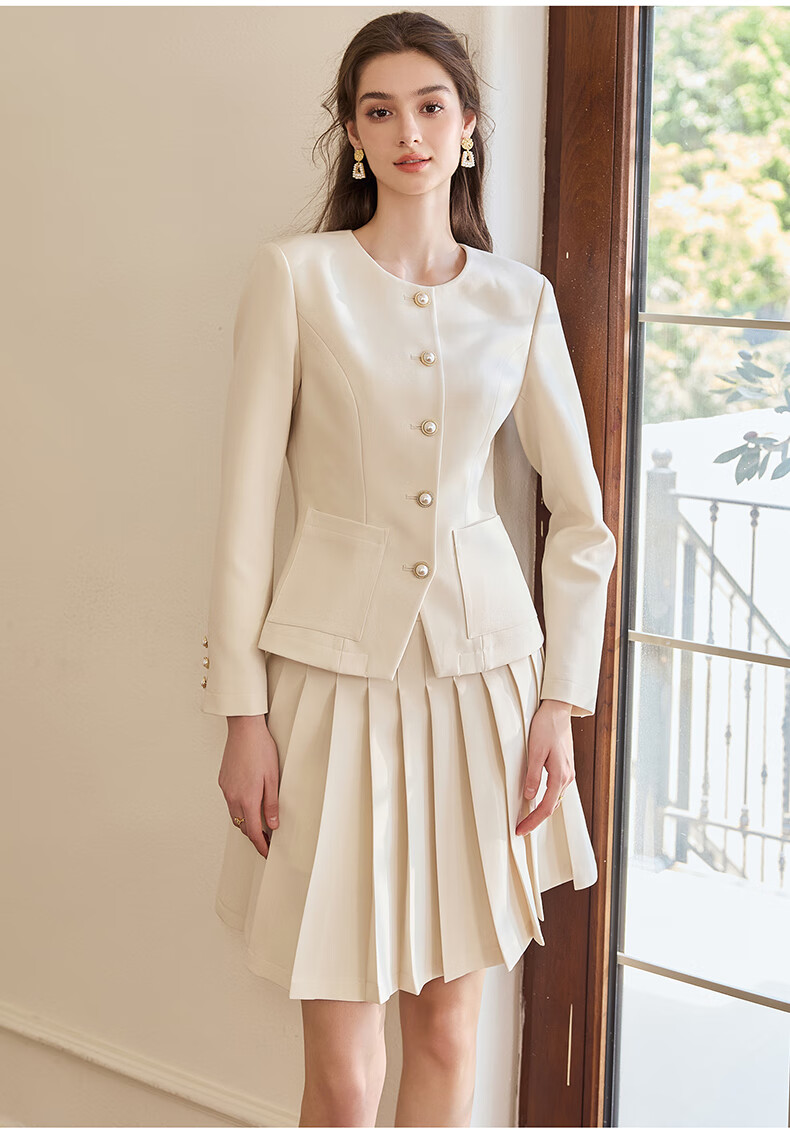 ROEYSHOUSE Women's Commuter Blazer 2026 Spring Intellectual Slim Fit Suit Jacket 11036 Apricot M 14