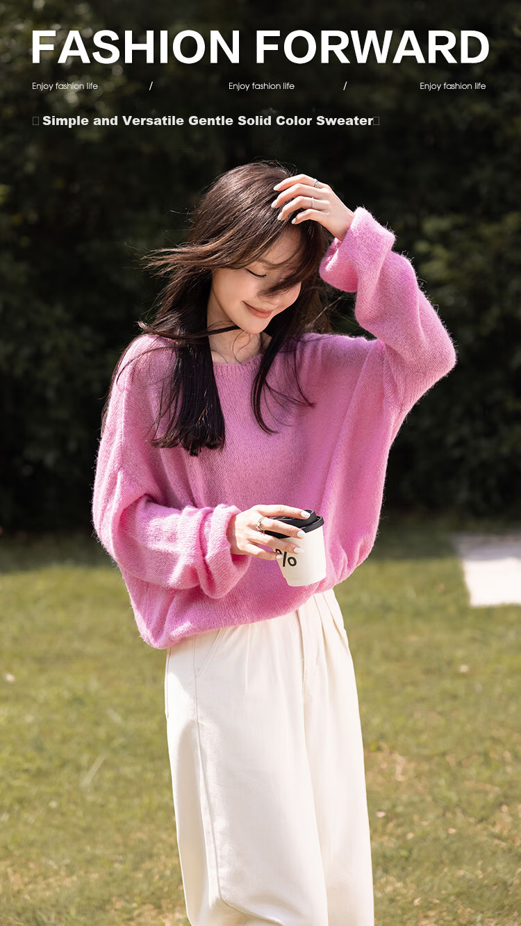Mt [Japanese Soft And Tender Style] Winter Collection, Simple Versatile Pullover Gentle Solid Color Long-Sleeve Knit Sweater 1
