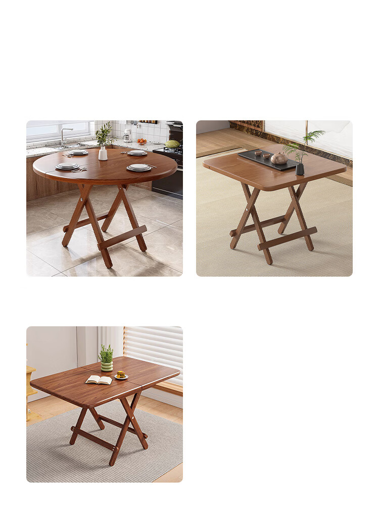 Yupin Foldable Round Dining Table, Simple Home Dining Table for Small Apartments, Outdoor Living Room Table And Chairs CJ123 Square Table Walnut 80 14