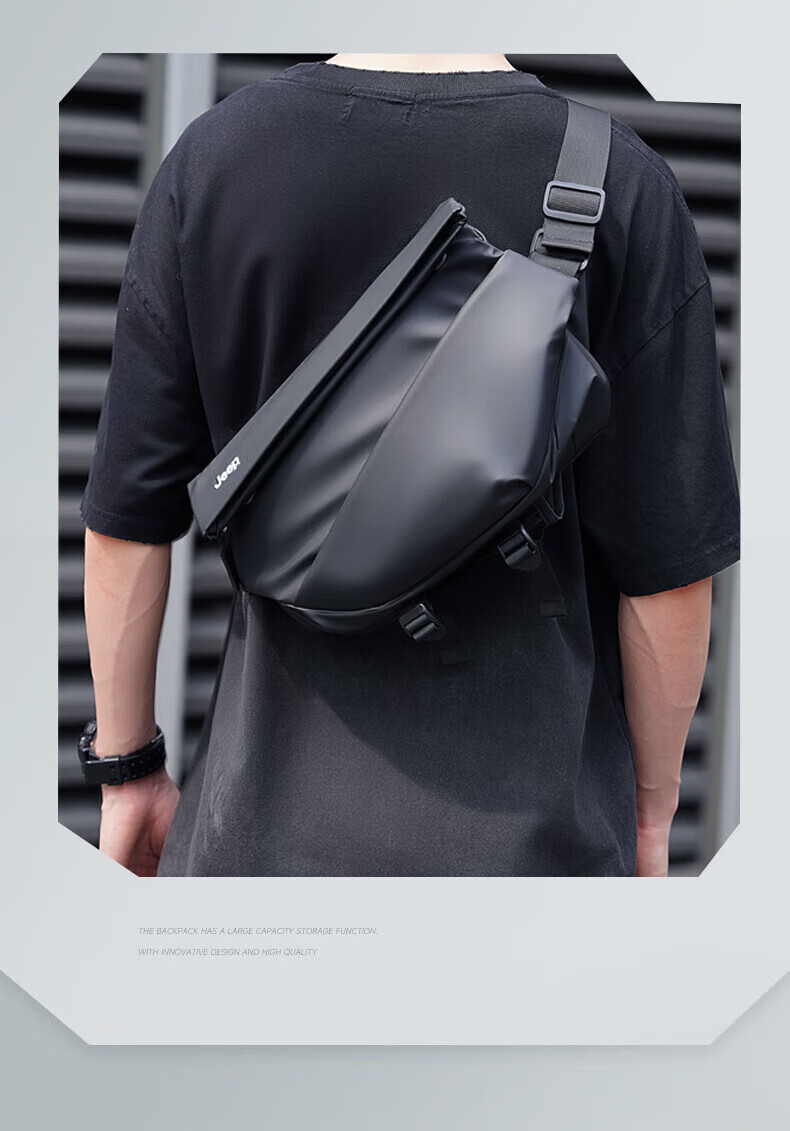 JEEP Magnetic Buckle Crossbody Bag, Men's Shoulder Bag, Chest Bag, Large Capacity Functional Casual Commuter Cycling Phone Mini Backpack 2