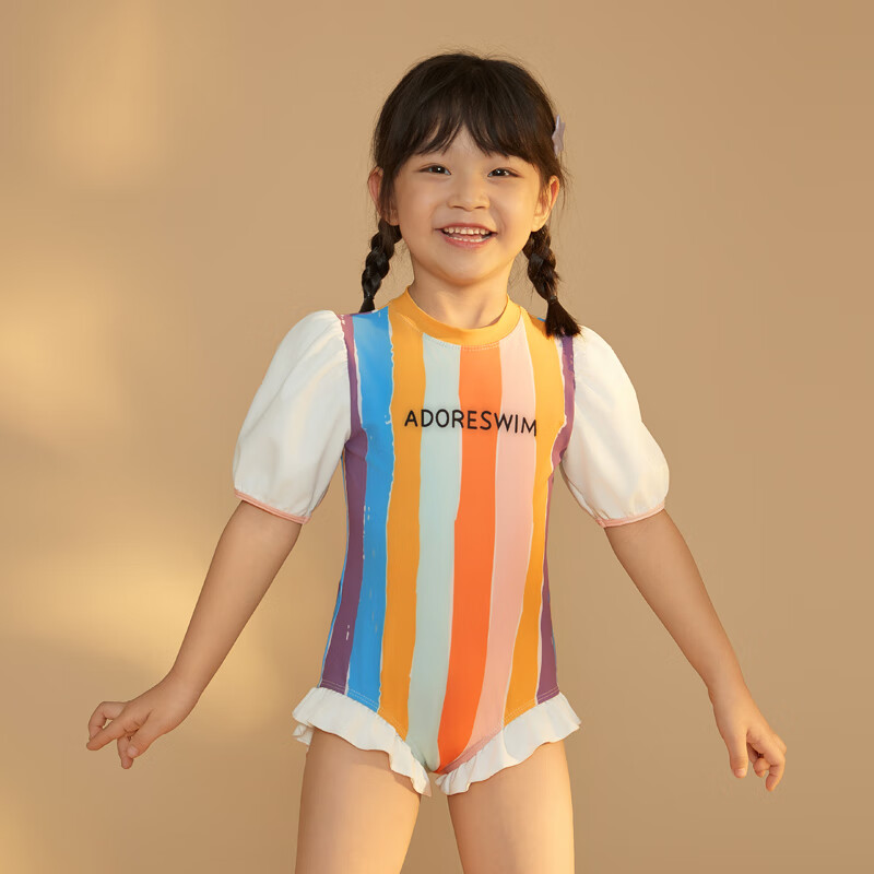 Adoreswim Princess Style Children's Swimsuit with Puff Sleeves, Sun Protection One-Piece Swimsuit for Little Girls, New Style for Girls in 2024