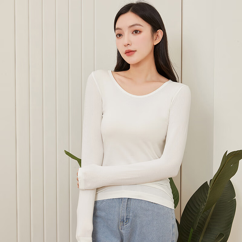 Langsha Women's Cotton Thin Slim Fit Versatile Stylish Long Sleeve Seamless Cotton Sweater Autumn Winter New Base Shirt 4
