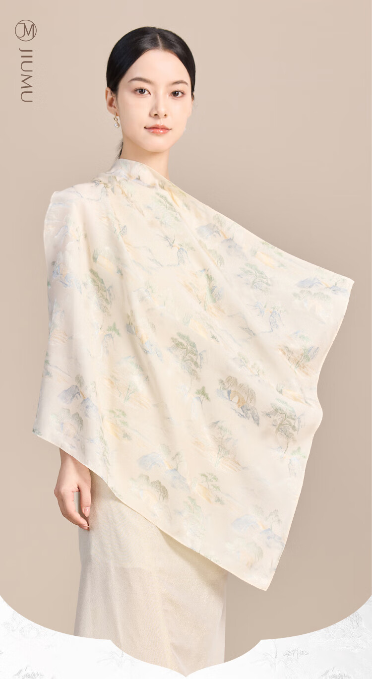 JIUMU 100% Mulberry Silk Scarf Square Shawl for Women Birthday Gift Box for Mom Dragon Boat Festival 1