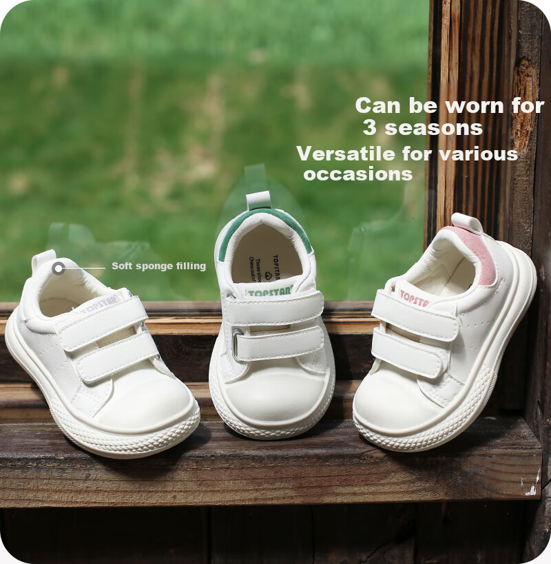 TOPSTAR Children's Canvas Shoes Spring And Autumn Style School White Sneakers for Boys And Girls Non-Slip Wear-Resistant Breathable Casual Shoes White/pink 24 6