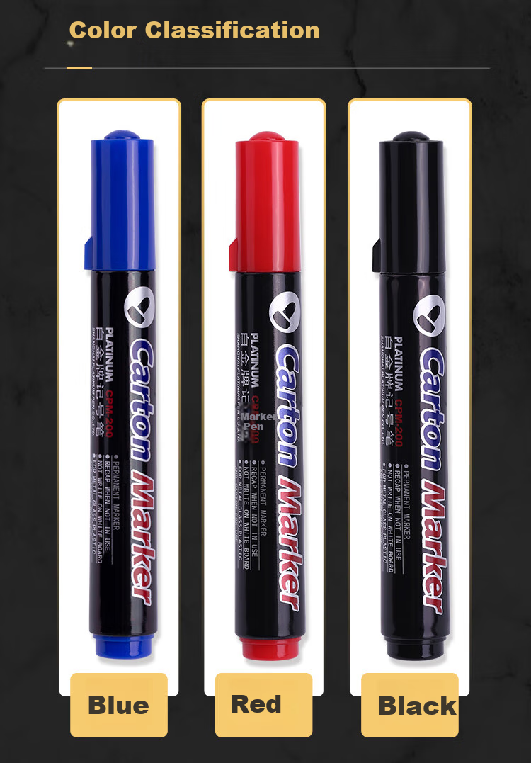 PLATINUM Fountain Pen CPM-200, Oil-Based Marker, Single-Tip Thick Pen, CD Pen, Box-End Pen, Logistics Pen, 10 Pens Per Box, Blue 2