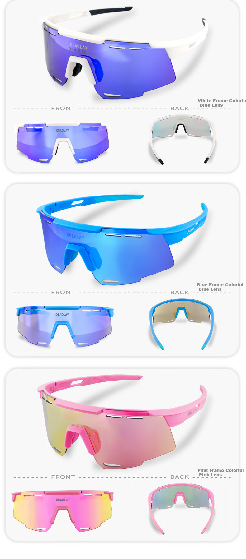 OBAOLAY Cycling Glasses with Photochromic Lenses, Myopia-Resistant Running Glasses, Windproof Professional Sports Goggles 12