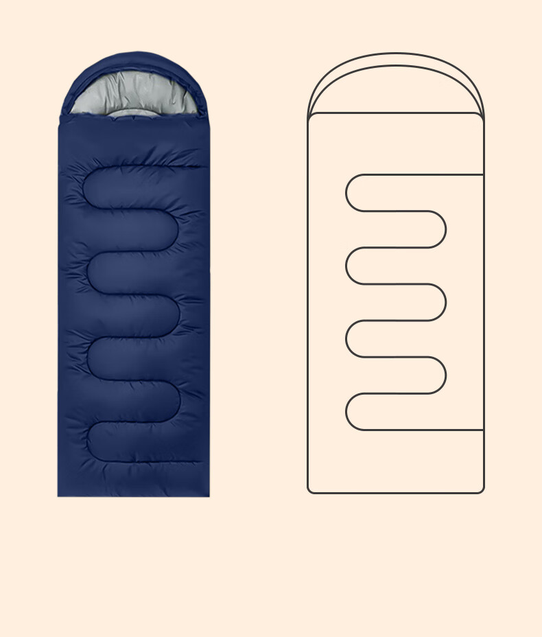 BeiJiLang Outdoor Thickened Adult Warm Cotton Sleeping Bag Spring Autumn Indoor Camping Office Nap Four Seasons Anti-Dirt Sleeping Bag 2