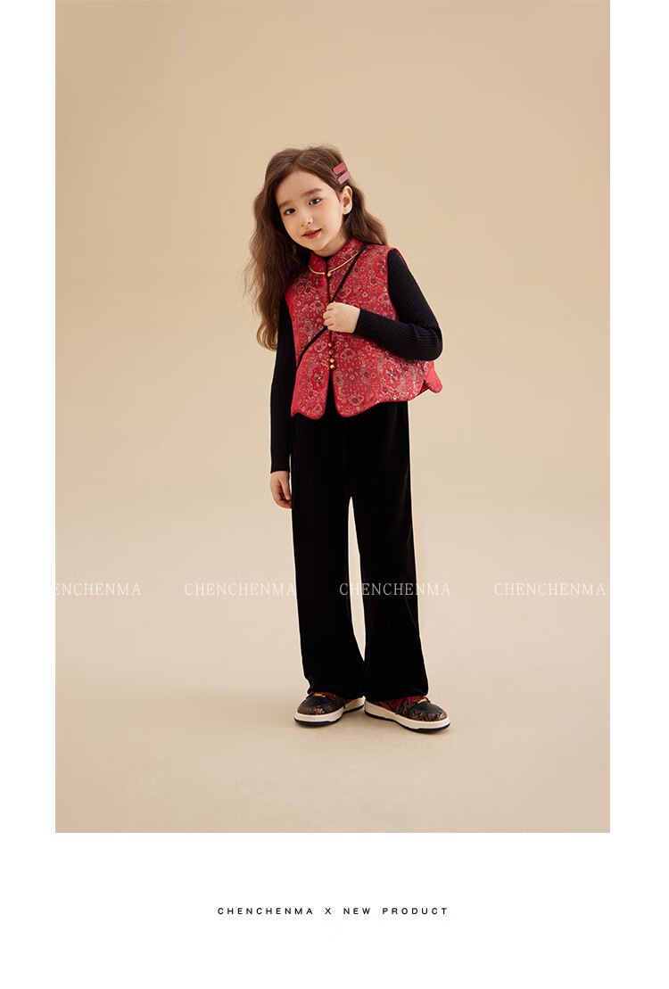 Chenchen Mom Girls' Casual Long Pants Spring and Autumn Double Version Fleece-Lined Draped Wide-Leg Slimming Velvet Pants Parent-Child 13
