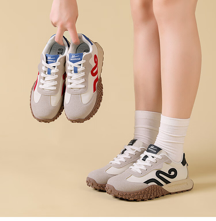 Warrior Dexun Women's Retro Sneakers, Casual Shoes, Breathable Running Shoes, Women's Footwear, WXY(ZA)-5039, Beige-Black, Size 40 1