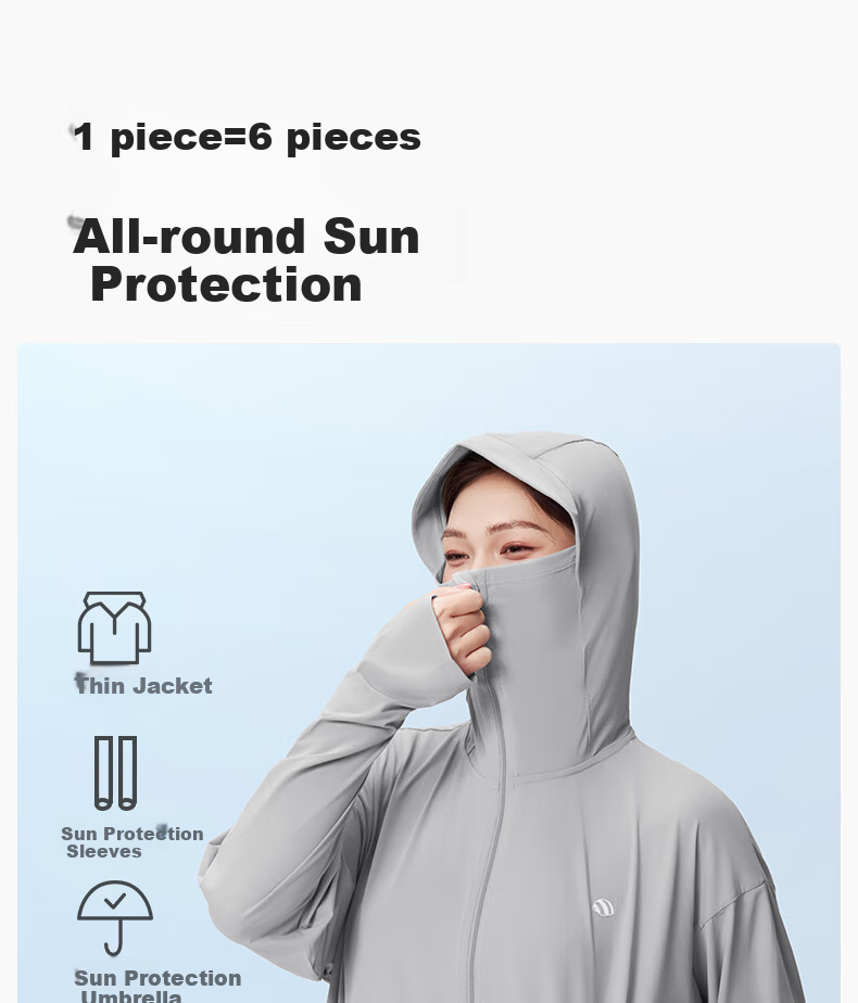 Guniangjia Sun Protection Clothing, Original Yarn Ice Silk Breathable, Women's Outdoor UV Protection, Lightweight Women's Jacket, Large Size Loose Sun Protection Garment 9