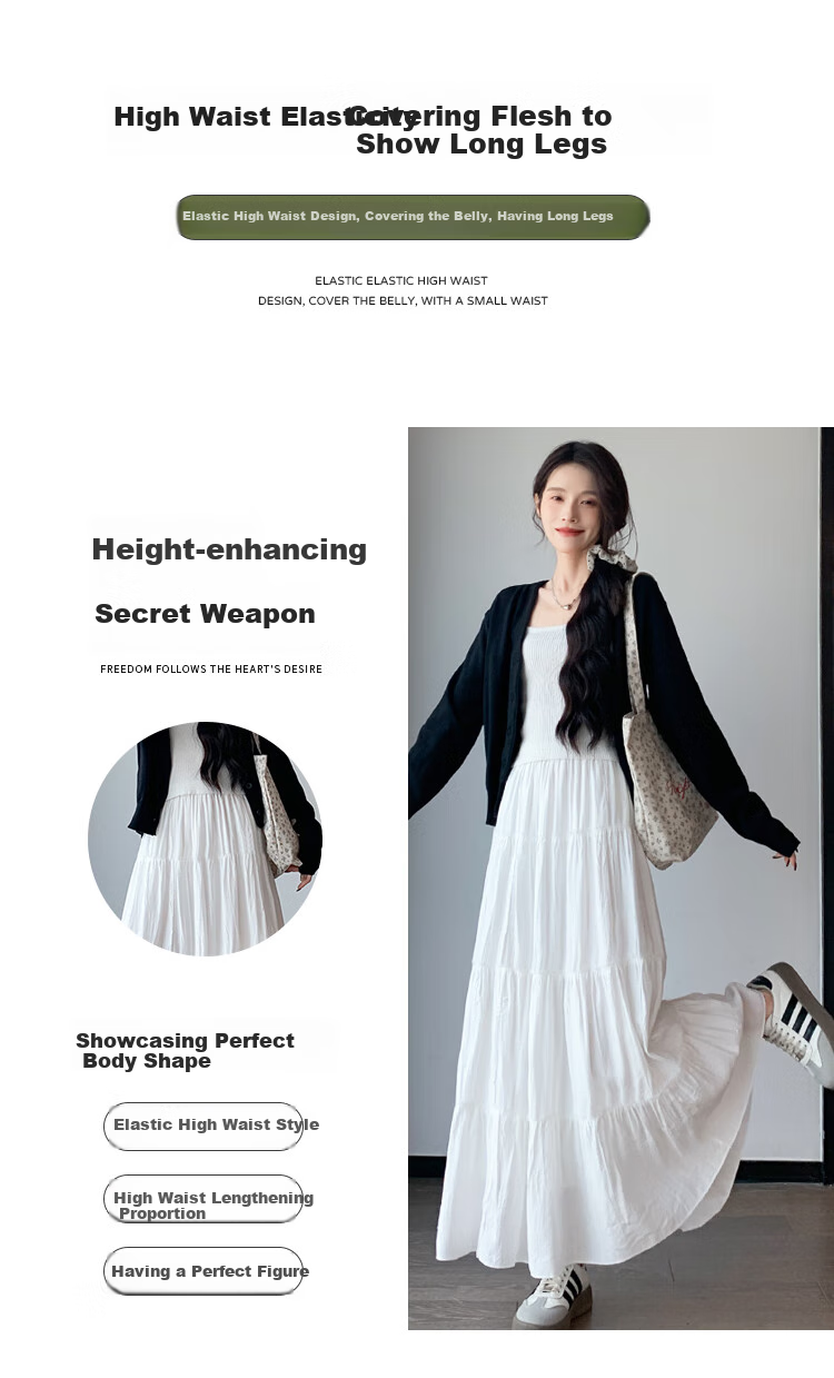 Ziyouxi White Cake Skirt for Women, Spring And Summer 2026 New Style, High-Waisted Long A-Line Skirt, Gentle Loose Puffy Skirt 4