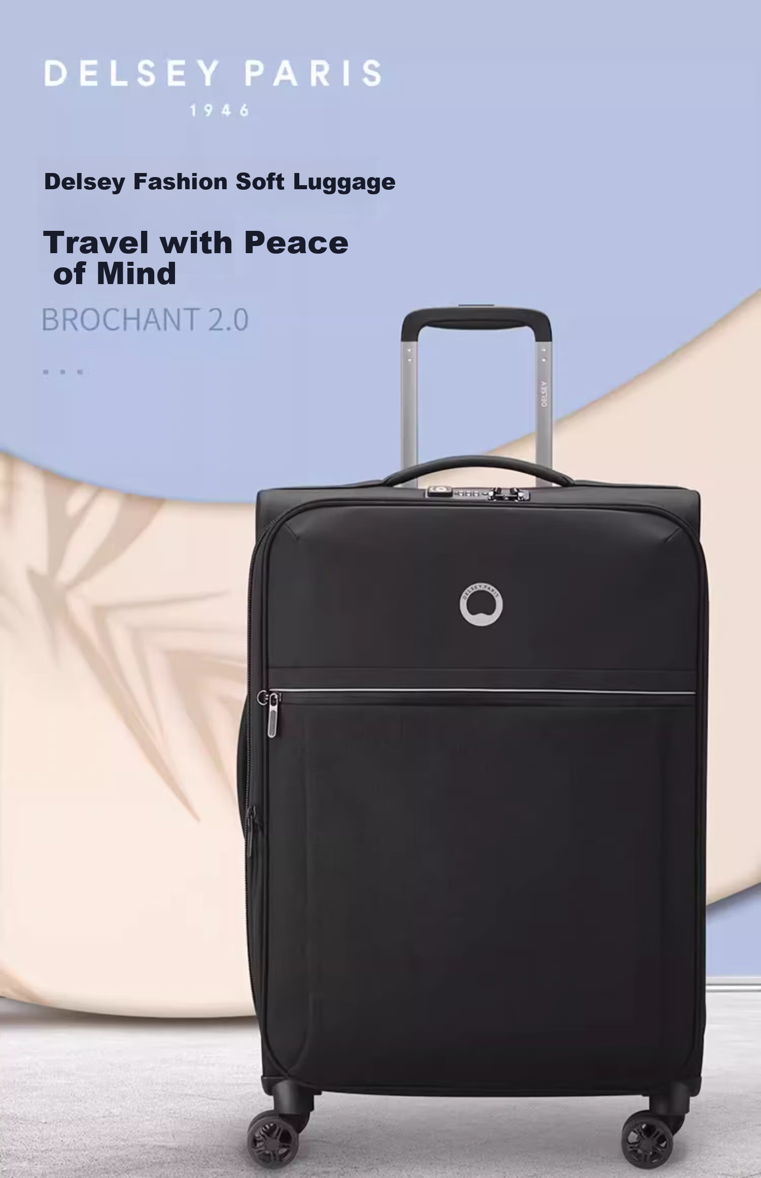 DELSEY French Ambassador Luggage, Ultra-Lightweight Password Lock Suitcase, Soft Fabric Travel Case, 24-Inch 2