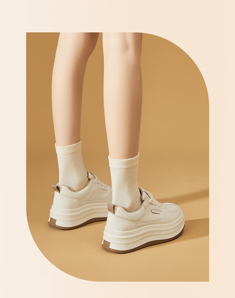 DAPHNE Women's White Sneakers 2026 New Spring Casual Thick-Soled Sports Shoes Women's Skate Shoes 11