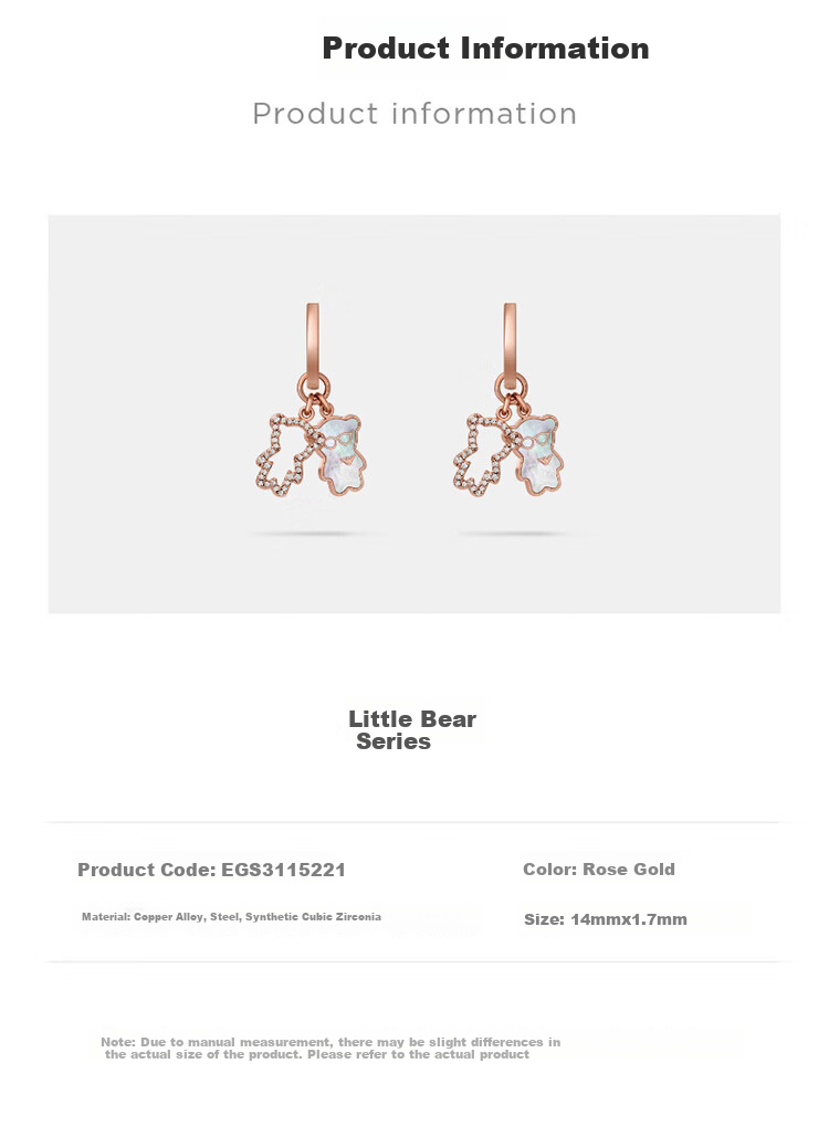EMPORIO ARMANI Women's Stud Earrings, Bear Mother-Of Earrings, Birthday Gift for Girlfriend, EGS3115221 4