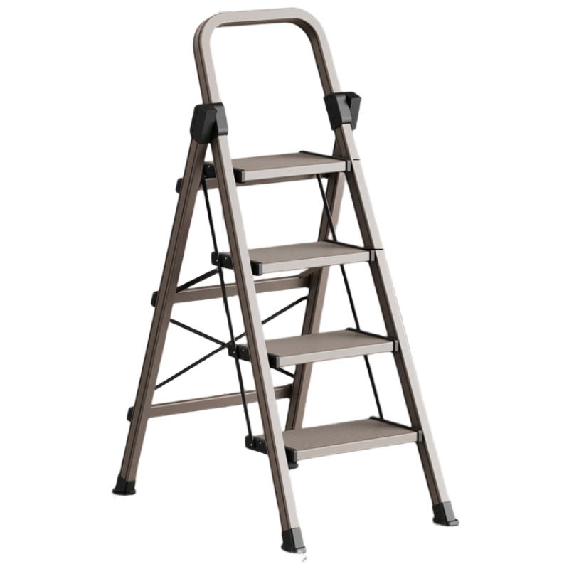 DELIXI Household Folding Ladder, Multi-Functional A-Frame Ladder, Portable Aluminum Alloy Climbing Ladder, Small Step Ladder, Four-Step Ladder