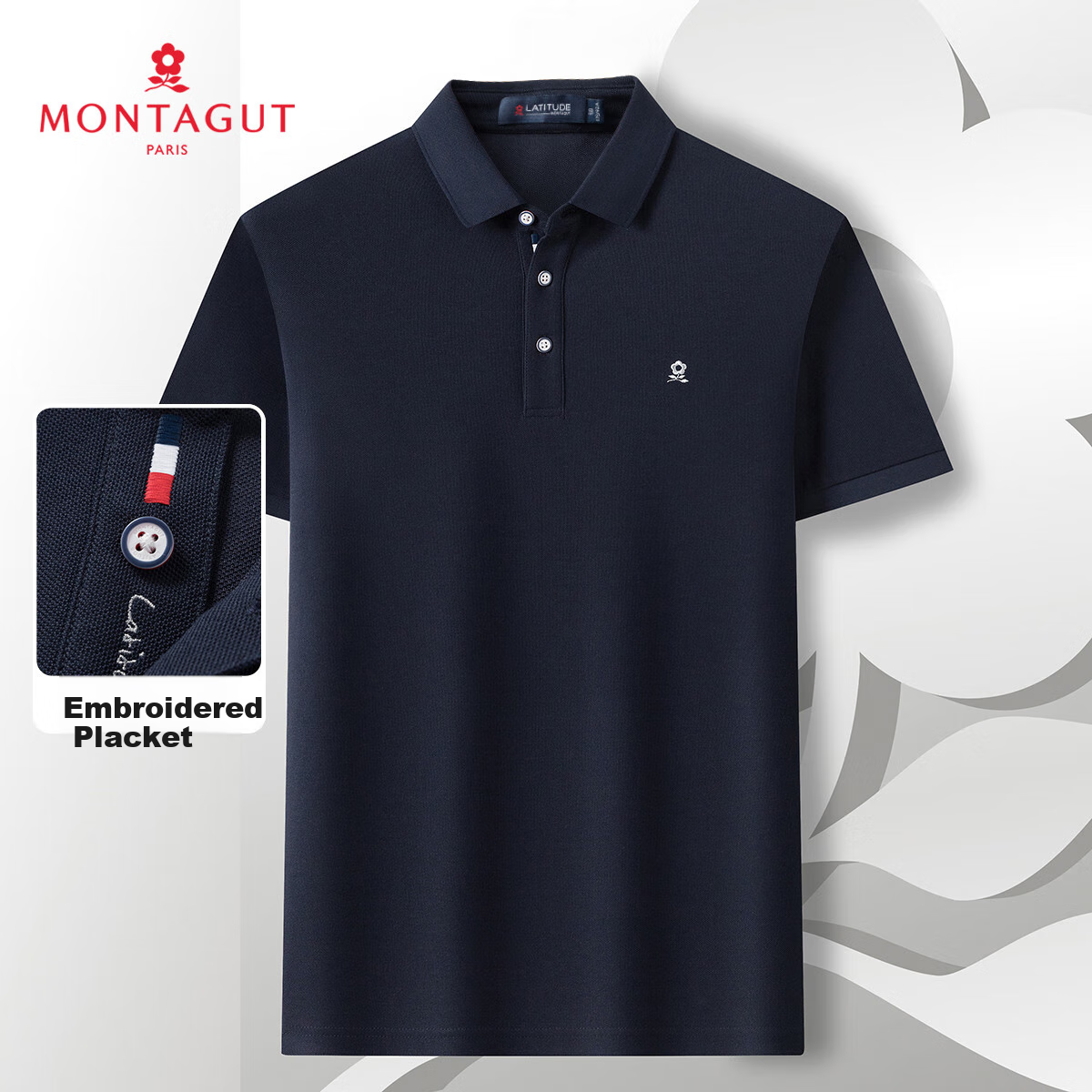 MONTAGUT [Breathable Mesh Pique Fabric & Cool Moisture-Wicking] Summer Comfortable Short-Sleeve Men's Polo Shirt JG Navy Blue XL