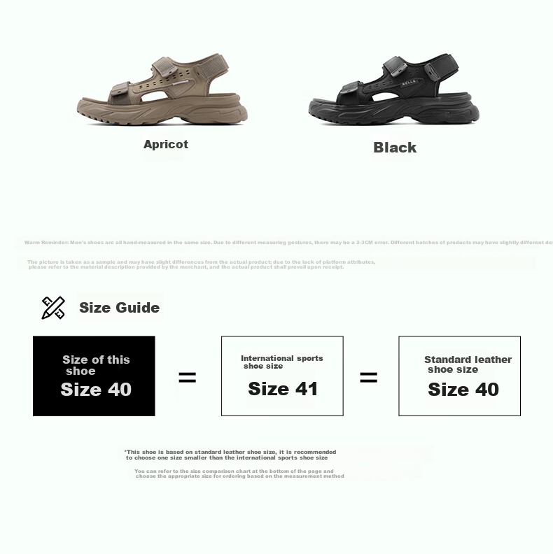 Belle Men's Thick-Soled Beach Shoes, Summer Height-Increasing 4.5cm Casual Outdoor Sports Sandals A1514, Apricot Color, Size 43 7