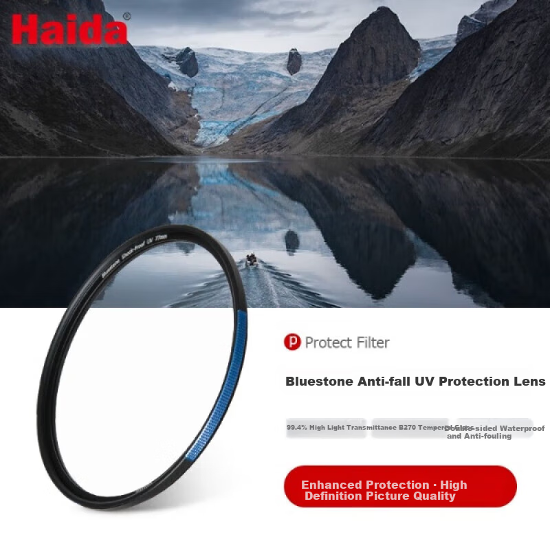 UV-фильтр Haida Bluestone Anti-Drop, 55мм, защитный, Nano Multi-Layer, для DSLR/беззеркальных камер Canon, Nikon, Sony