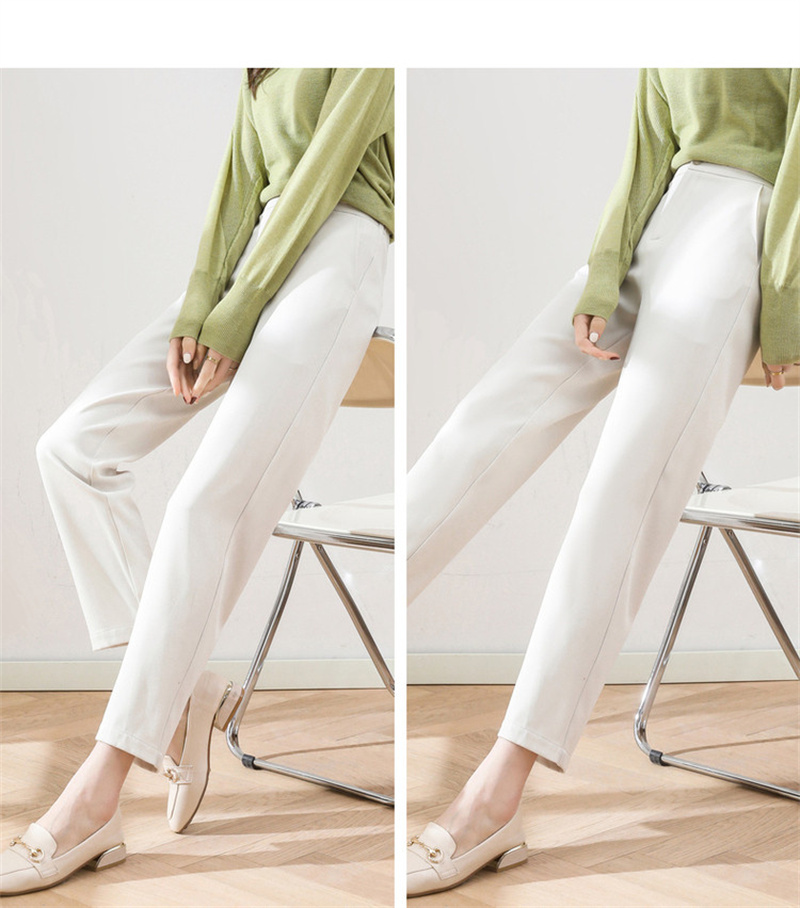 Dme Cropped Pants for Spring And Autumn, New Straight-Leg Suit Pants with Fake Pockets, Casual Trousers for Women, Khaki, S 59