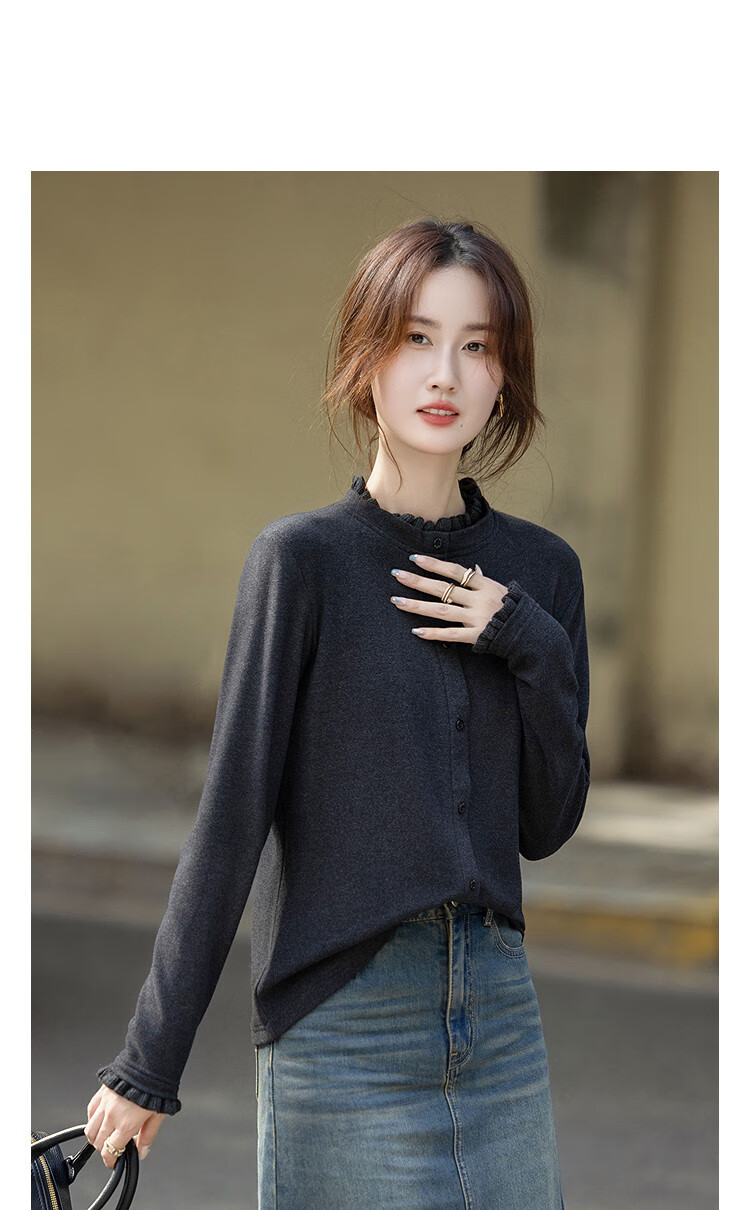 Demana Autumn Leisure Loose Fit Cardigan Slightly Stretchy Slimming Petite Women's Sweatshirt 2