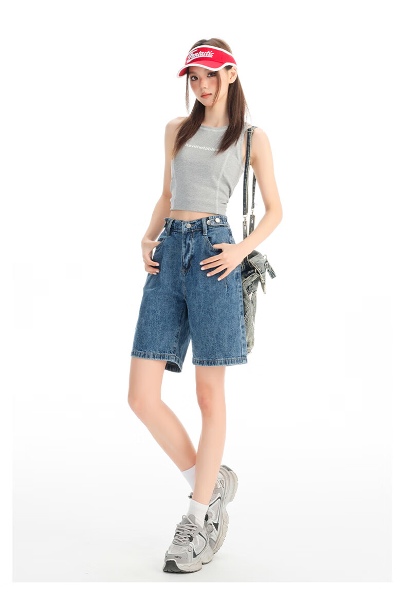 Jeanswest Women's Denim Shorts 2026 Spring Summer High Waist A-Line Slim Functional Style Hot Pants Black XL 11
