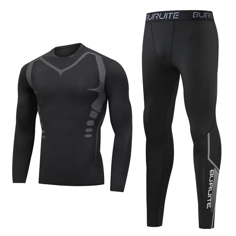 BURUITE Men's Fitness Clothing Sports Suit Running Tight-fitting Training Compression High Elastic Quick-drying Clothes Warm Underwear Base Layer Autumn