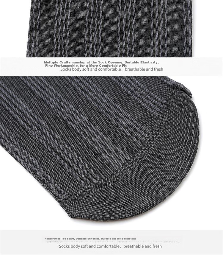 LangSha Men's Socks, Summer Thin Breathable Ice Silk Socks, Black Mid-Calf Business Socks 8