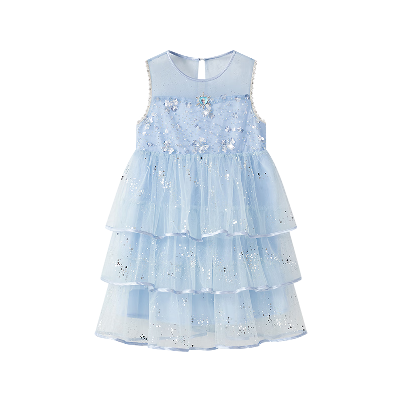 Disney Elsa Princess Dress Girls Summer 2026 New Stylish Children's Clothing Kids Dress