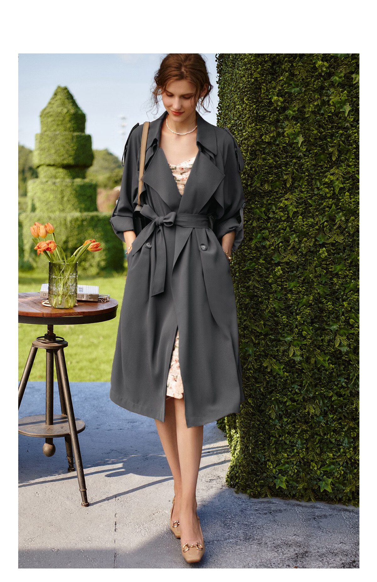 Olrain Eurielle French Style Trench Coat Autumn Women's Commuting Mid-Length Coat Coffee Color (Second Batch) S 17