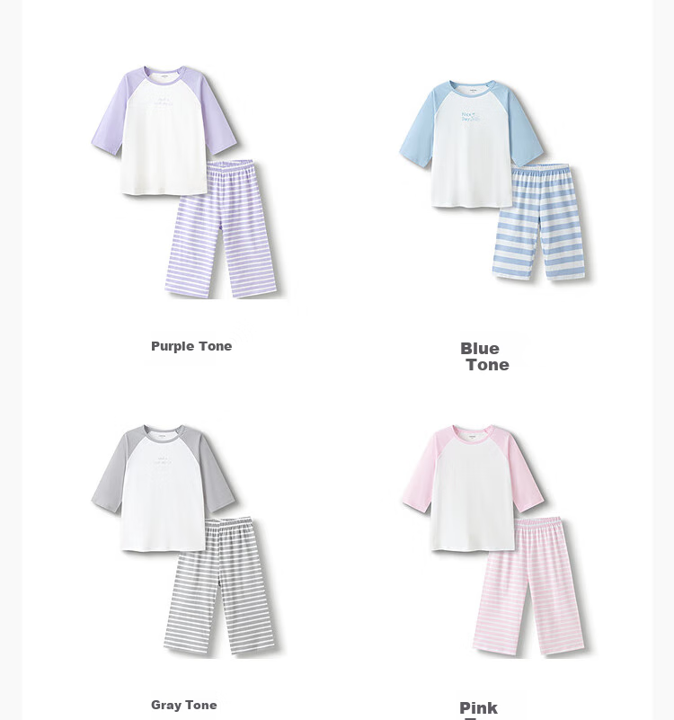 BALABALA Children's Pajama Set, Summer Air Conditioning Wear, Boys And Girls Home Wear, Big Kids Pure Cotton Baby Top And Sleep Pants 6