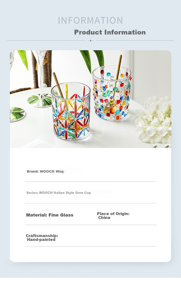 WOOCH High-Value Painted Gemstone Glass Cup Set, Couple Gift Box, Wedding Present, Newlywed Souvenir, Housewarming Gift 11