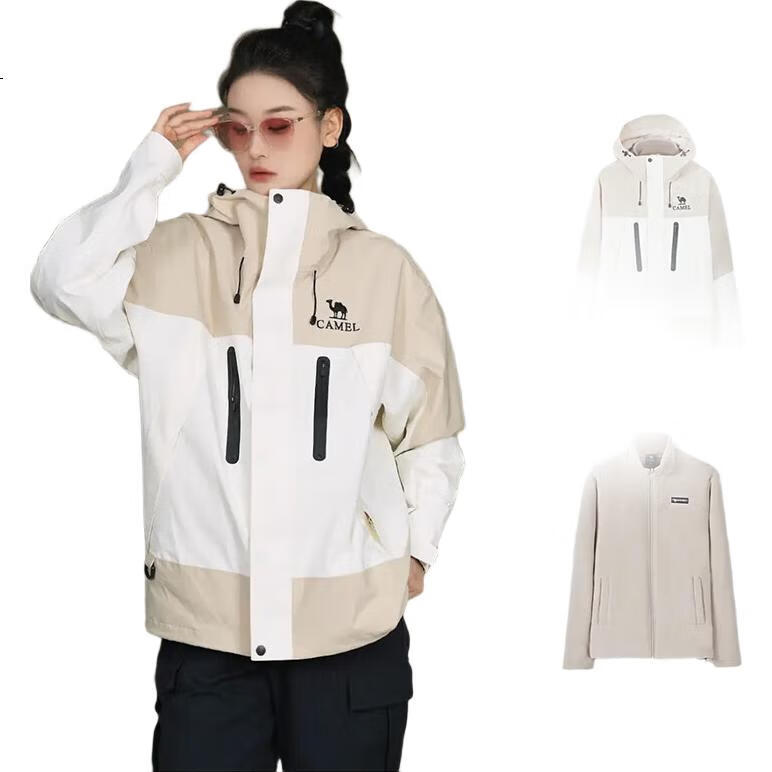 CAMEL [Wang Junkai's Choice] Outdoor Jacket Three-In Unisex Spring And Autumn Fleece-Lined Windproof Waterproof Mountaineering Coat