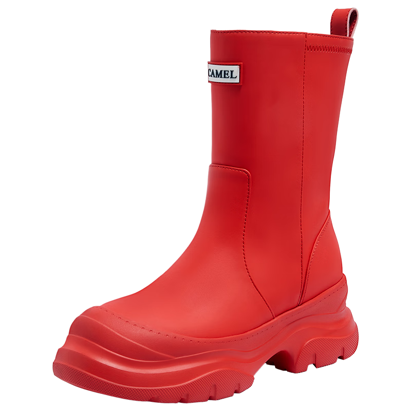 CAMEL Rainbow Rain Boots Women Lightweight Outdoor Casual Short Boots L25W577027 Red Size 38