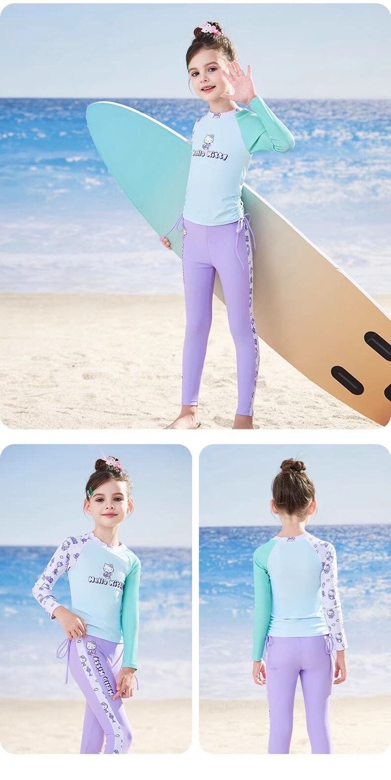 F.DYRAA & Hellokitty Girls' Two-Piece Sun-Protective Swimwear Set A-Class KC522C0062H Pink Size 130 12