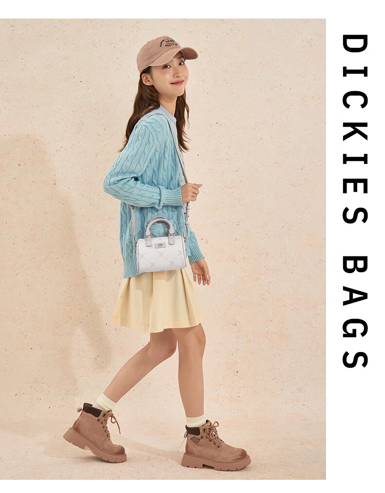 Dickies Crossbody Bag, Women's Shoulder Bag, Mini Floral Round Bucket Boston Bag, Versatile Handbag, Academic Blue, Goddess Day Gift 2