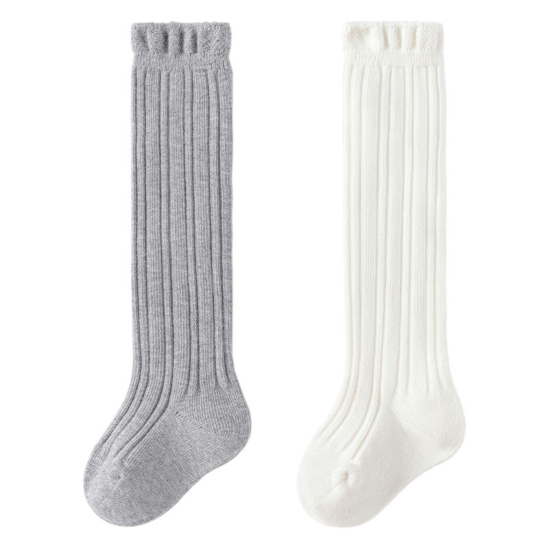 Babylove Baby Socks, Infant Spring And Autumn Solid Color Versatile Long Socks, Elastic High Tube Socks for Going Out, 2 Pairs Per Pack